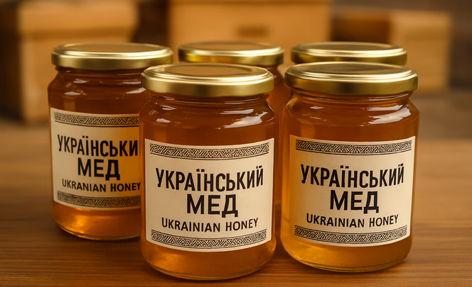 Фасований український мед у банках для експорту